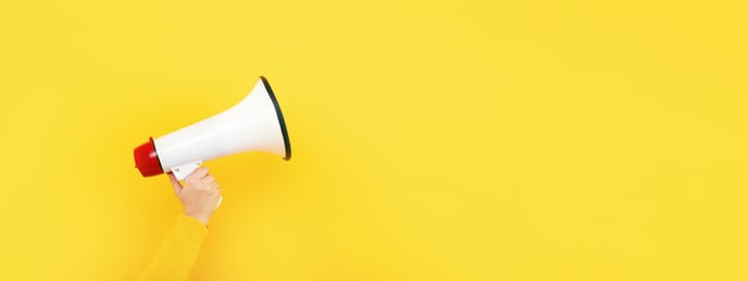 Megaphone on yellow background- Flawless Inbound announcement